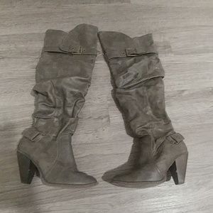 Over the knee gray boots